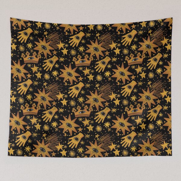 Item preview, Retro 90s whimsy goth Celestial magic – Astrology-Inspired Golden Pattern Witchy Aesthetic - Illustration Jemma Jamie Skidmore  designed and sold by Jemma Jamie Skidmore.