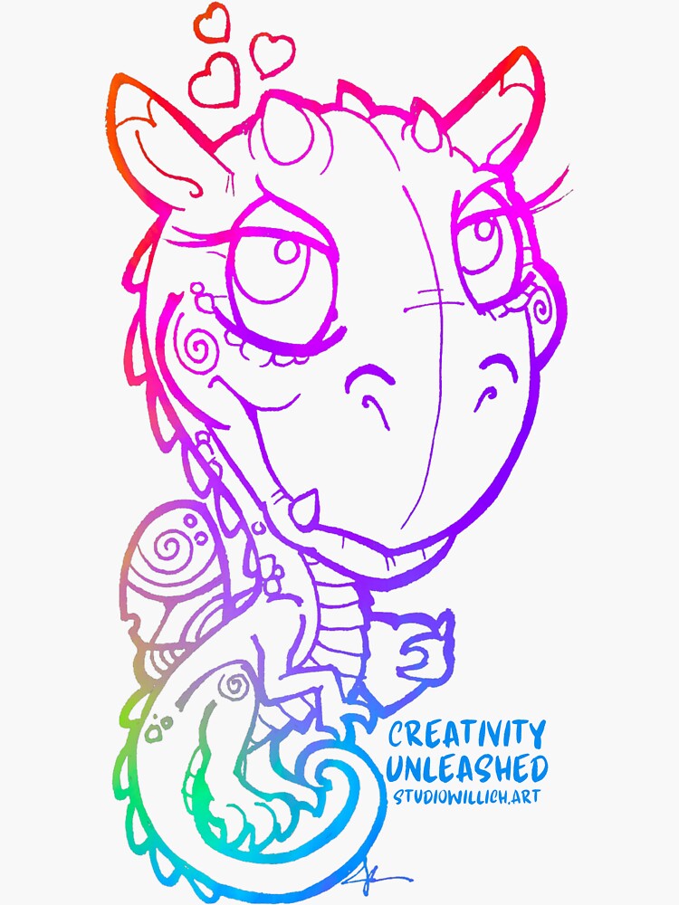 Thumbnail 3 of 3, Sticker, Rainbow Love Dragon designed and sold by jillwilli.