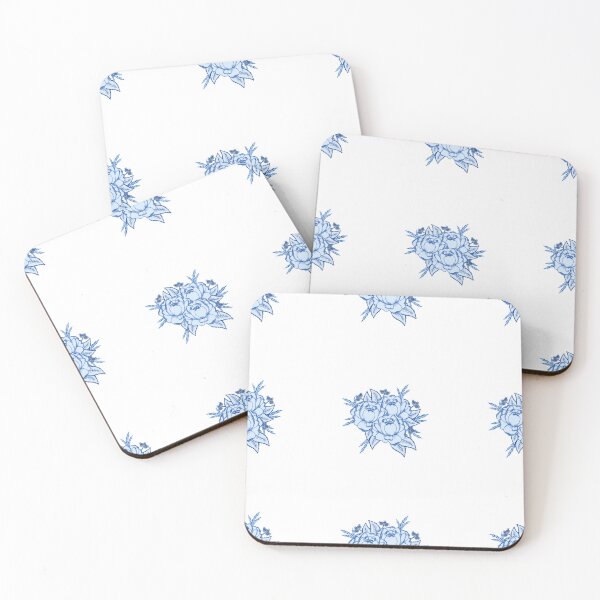 Item preview, Blue & white peonies designed and sold by Etkennedy.