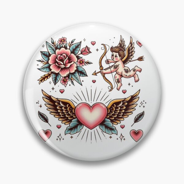Item preview, "Inked Love - Traditional Valentine's Tattoos T-Shirt Collection" designed and sold by PARNAZ2021.