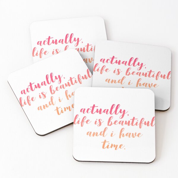 Item preview, Actually, Life Is Beautiful in Tropical Hibiscus Ombré - Cursive Typography Design designed and sold by Stickers by @molllyclare.