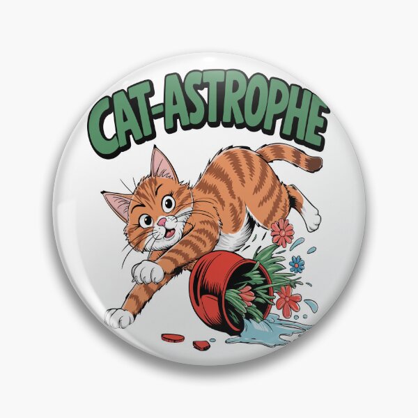 Item preview, Cat-astrophe: Guilty Funny Cat Knocking Over Vase designed and sold by PunnyProducts.