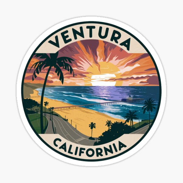 Item preview, Ventura, California - Pier Sunset and Palm Trees designed and sold by CircinusStore.