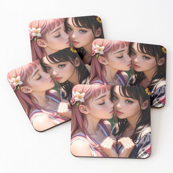 Item preview, two girls together with flowers designed and sold by EgonZ9.