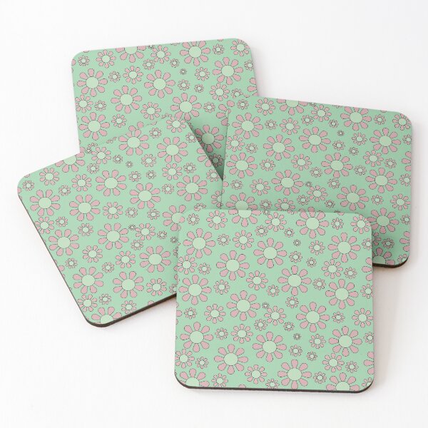Item preview, Groovy flowers, bigbeat-fueled energetic designs/pastel colors- pastel green and pink. designed and sold by My-fake-places.