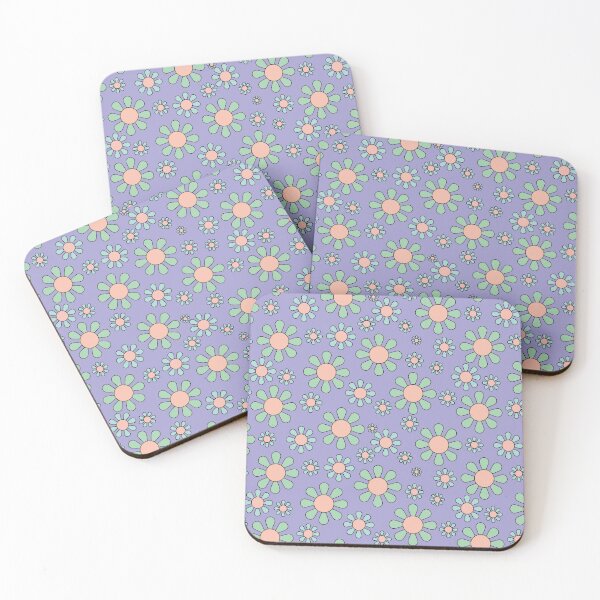 Item preview, Groovy flowers, bigbeat-fueled energetic designs/pastel colors- pastel blue and purple. designed and sold by My-fake-places.