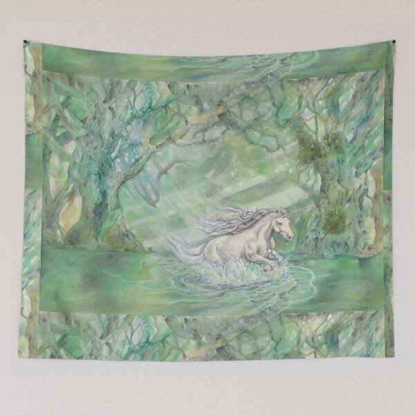 Item preview, Whispers of Renewal – Mystical Unicorn in a Forest Scene designed and sold by AJJARTSLLC.
