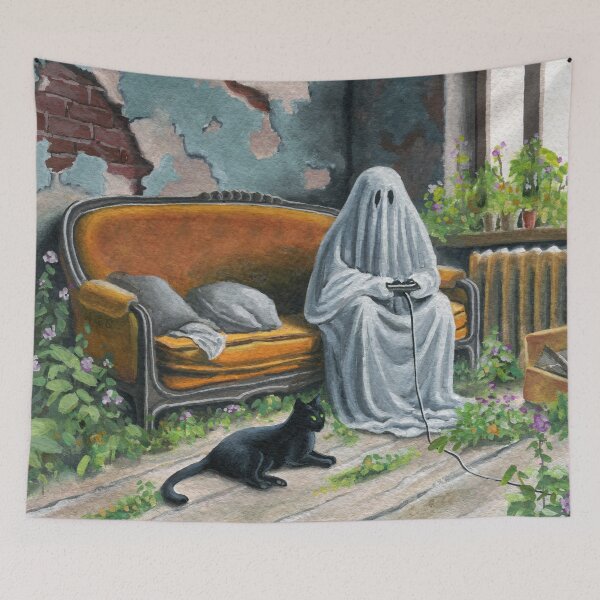 Item preview, Ghost playing a video game 025 designed and sold by Ghosture.