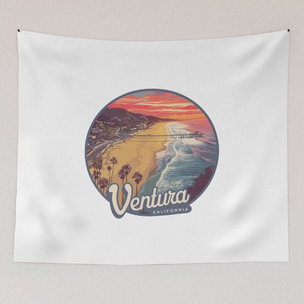 Item preview, Ventura, California - Sunset: Iconic Pier and Palm Trees designed and sold by CircinusStore.