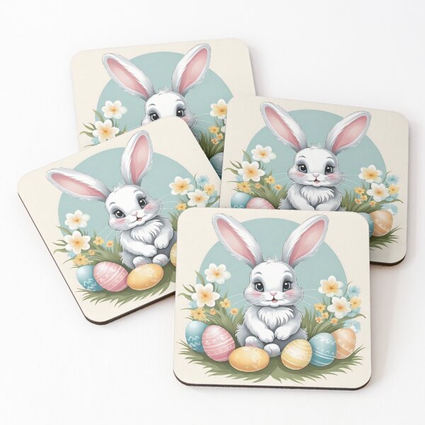Item preview, Happy Easter Bunny and colorful Easter eggs and flowers V12 designed and sold by DreamingAwake1.