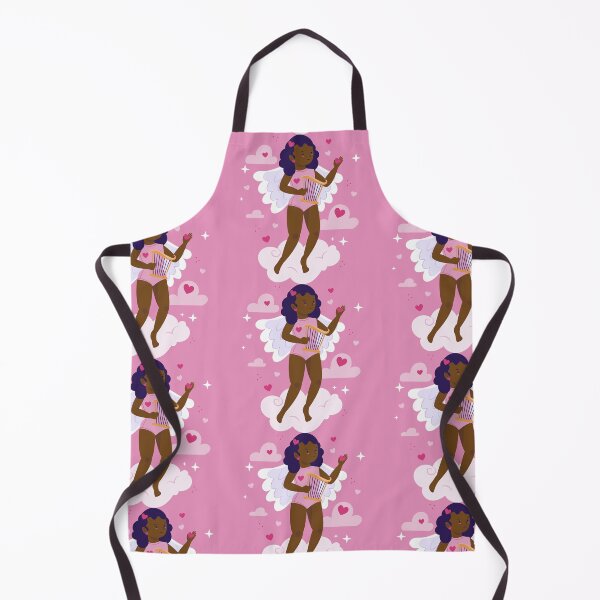 Item preview, black cherub african angel harp hearts clouds girl designed and sold by Gossip Rag.