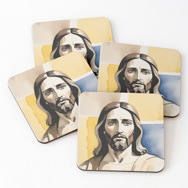 Item preview, Jesus in watercolor in beige n light indigo 2 designed and sold by Warih.