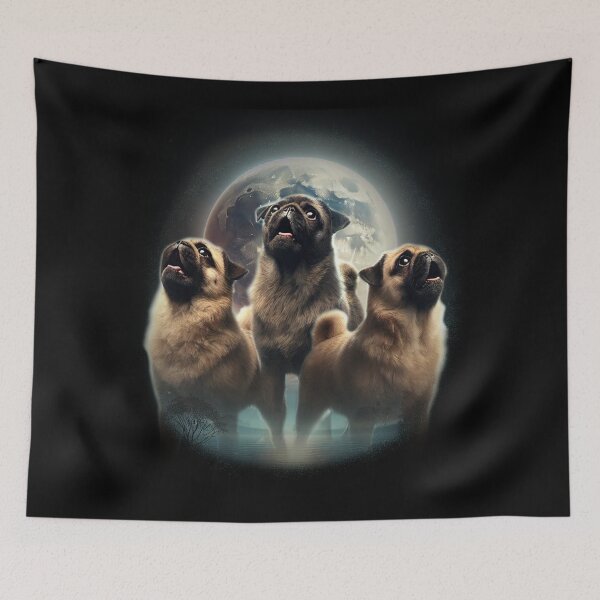 Item preview, Calling Pug lovers and pug moms and dads - Pug Moon Rising - Parody of Three Wolf Moon but with Pugs designed and sold by hitechmom.
