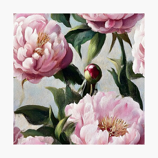 Item preview, Soft pink peonies on mint green designed and sold by SophieClimaArt.