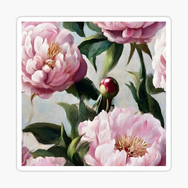 Vista previa del artículo con la obra «Peonías de color rosa suave sobre verde menta.», diseñado y vendido por SophieClimaArt.