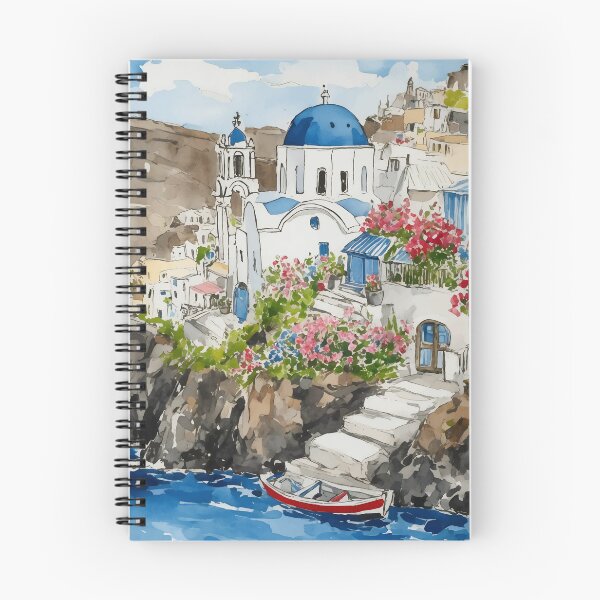 Item preview, Santorini Greece Watercolor designed and sold by Magnolia Valley Art.