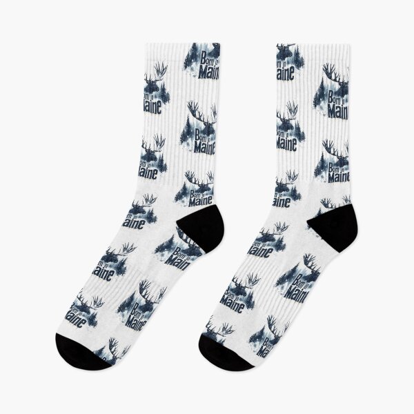 Item preview, Born in Maine Snowy Pine Forest and Antlers designed and sold by OriginalBeerCat.