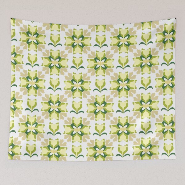 Item preview, Simple yellow and green ikat floral seamless pattern designed and sold by RIYA SIRI.