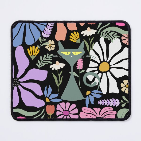 Item preview, Retro Cat Boho Abstract Flowers Kitty Floral designed and sold by BeansHotTees.