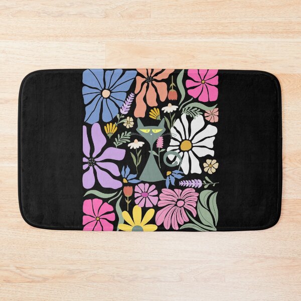 Item preview, Retro Cat Boho Abstract Flowers Kitty Floral designed and sold by BeansHotTees.