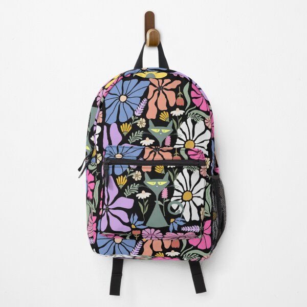 Item preview, Retro Cat Boho Abstract Flowers Kitty Floral designed and sold by BeansHotTees.