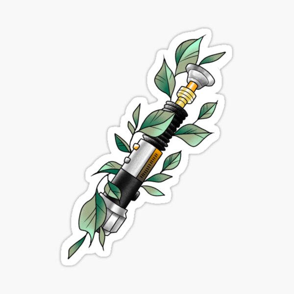 Aperçu de l'œuvre Le sabre laser d'Obi-Wan dans les feuilles créée et vendue par Bee Stings.