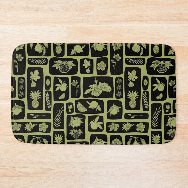 Item preview, Tropical Linocut-tropical fruit and flowers designed and sold by MistyLakeArt.