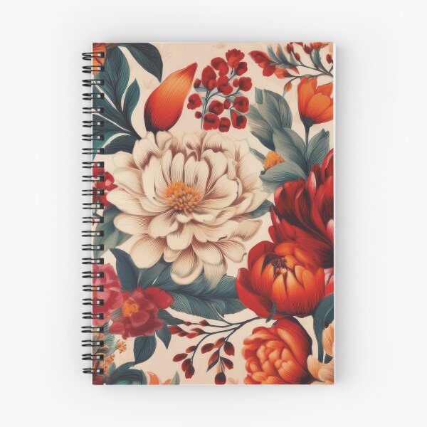 Item preview, Flower Pattern Tangerine Red White designed and sold by Dancing in the Living Room.