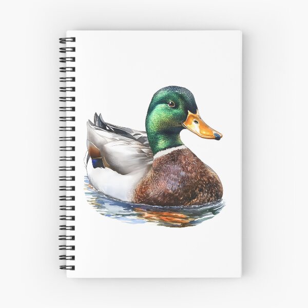 Item preview, A detailed watercolor illustration of a mallard duck with green head feathers and bright orange feet designed and sold by wonderisland.