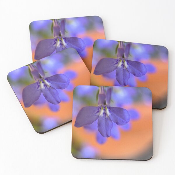 Item preview, Purple lobelia flower with orange background. designed and sold by lyf24.
