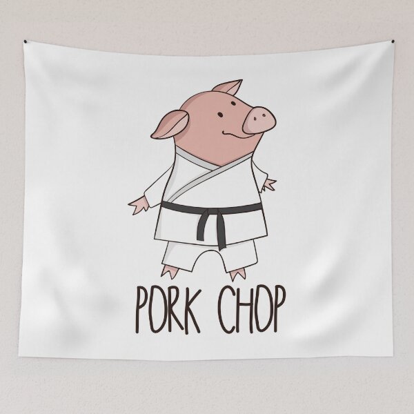 Item preview, Pork Chop - Funny Pig Karate Animal Pun designed and sold by DreamyPanda.