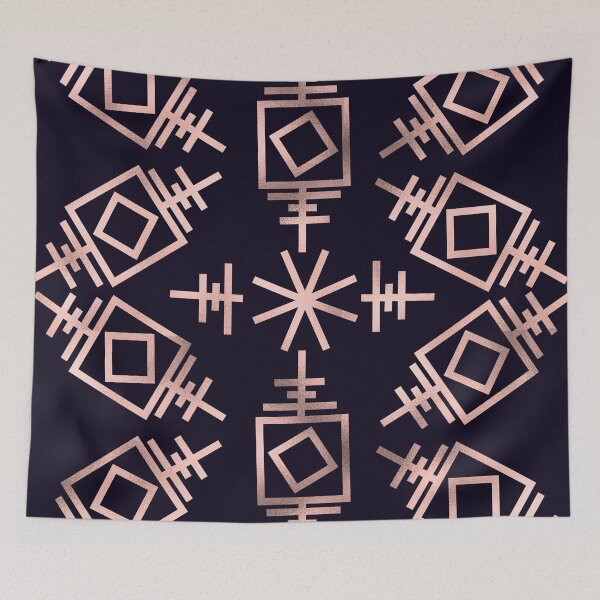 Item preview, RoseGold on Blue Squares & Lines designed and sold by subidesigns.