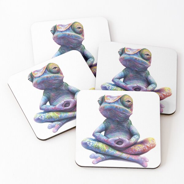 Item preview, meditating chameleon white background designed and sold by wonderisland.
