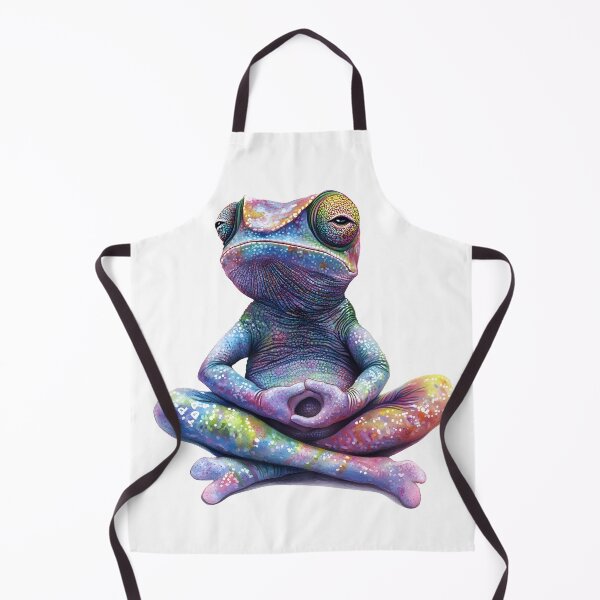 Item preview, meditating chameleon white background designed and sold by wonderisland.