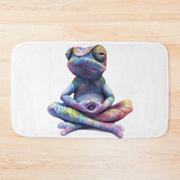 Item preview, meditating chameleon white background designed and sold by wonderisland.