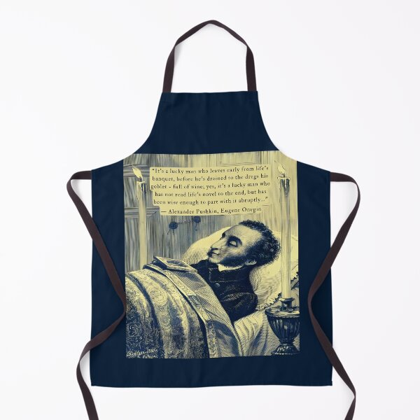 Item preview, Alexander Pushkin quote: It's a lucky man who leaves early from life's banquet before he's drained to the dregs his goblet - full of wine; designed and sold by artbleed.