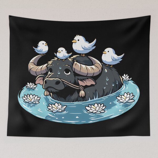 Item preview, Cute Anime Water Buffalo designed and sold by Funny Vintage Stickers And T-Shirts.