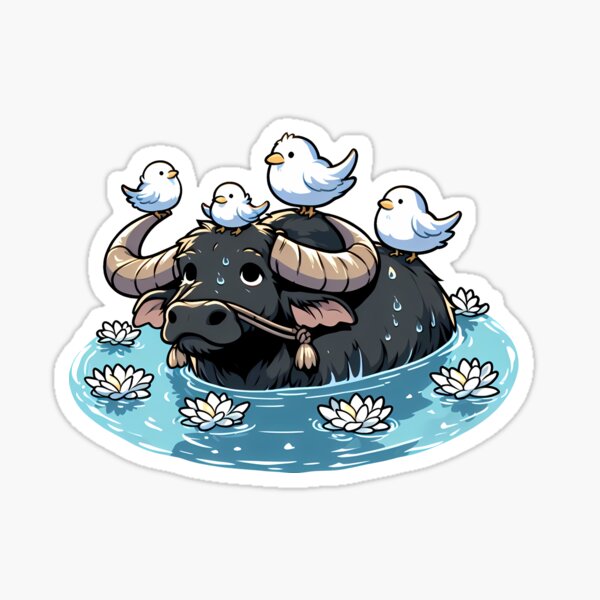 Item preview, Cute Anime Water Buffalo designed and sold by Funny Vintage Stickers And T-Shirts.