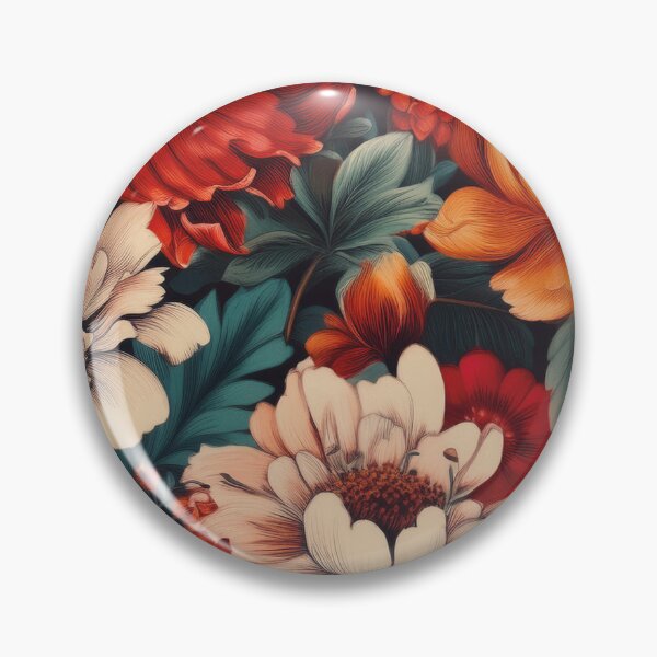Artikelvorschau, Vintage Mandarine & rote Blume Muster entworfen und verkauft von Dancing in the Living Room.