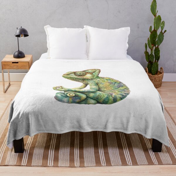 Item preview, illustration of meditating chameleon, white background designed and sold by wonderisland.