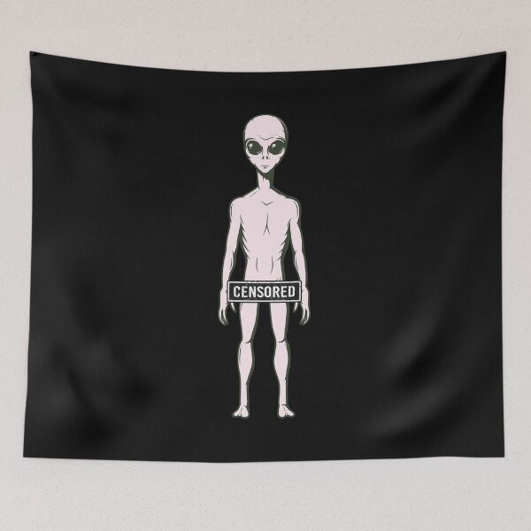 Item preview, naked alien with censored bar, fun shirt alien designed and sold by CorvusLunaArt.