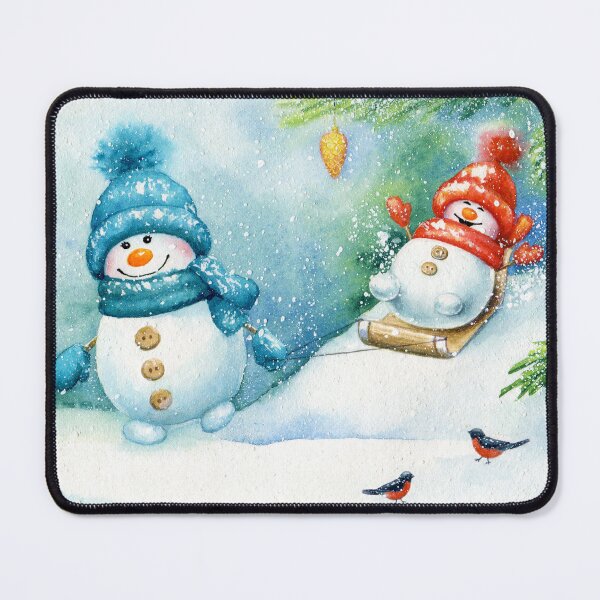 Item preview, Cute snowmen sledding in the forest designed and sold by Lyubava.