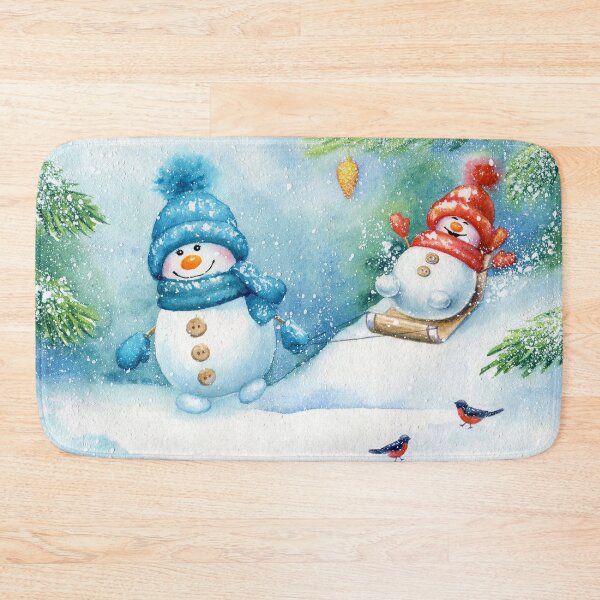 Item preview, Cute snowmen sledding in the forest designed and sold by Lyubava.