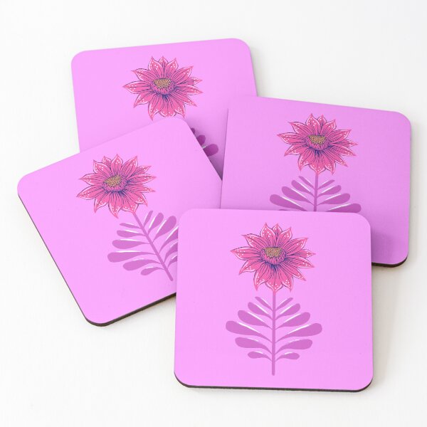 Item preview, Retro Vintage Fantasy Flowers in neon pink and purple designed and sold by colorofmagic.