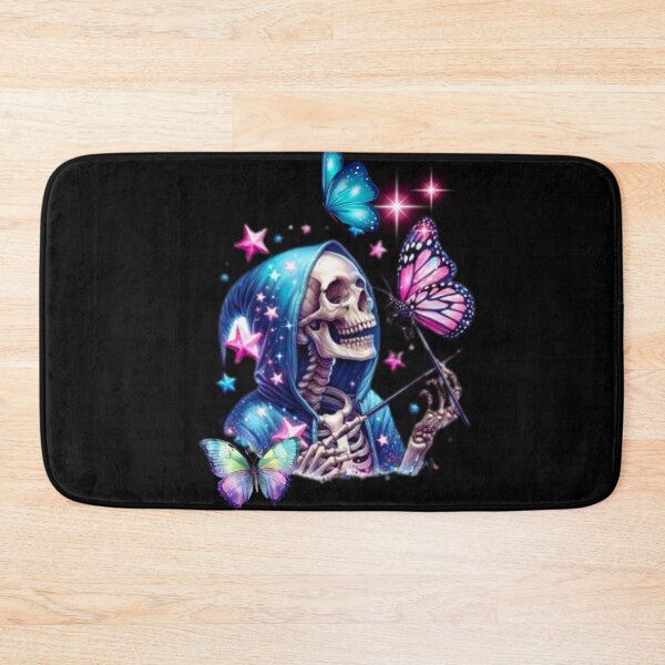 Item preview, Skeleton with butterflies, happy death, smiling death, skull design designed and sold by CorvusLunaArt.