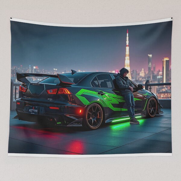 Item preview, Mitsubishi EVO on a skyscraper roof at night designed and sold by Salimgor Hangaround Music.
