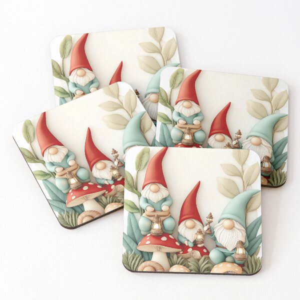 Item preview, Whimsical Garden Gnomes of Charming gnomes with lanterns among colorful mushrooms and greenery, creating a whimsical, enchanting garden scene. designed and sold by ManchupornM.