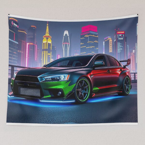 Item preview, Mitsubishi EVO from the front on a parking deck at night designed and sold by Salimgor Hangaround Music.