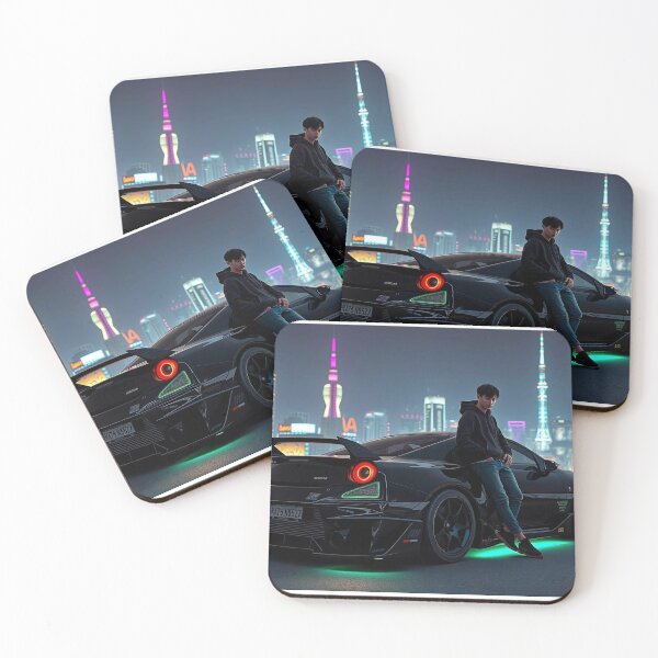 Item preview, Black Mitsubishi EVO from behind on a parking deck at night designed and sold by Salimgor Hangaround Music.