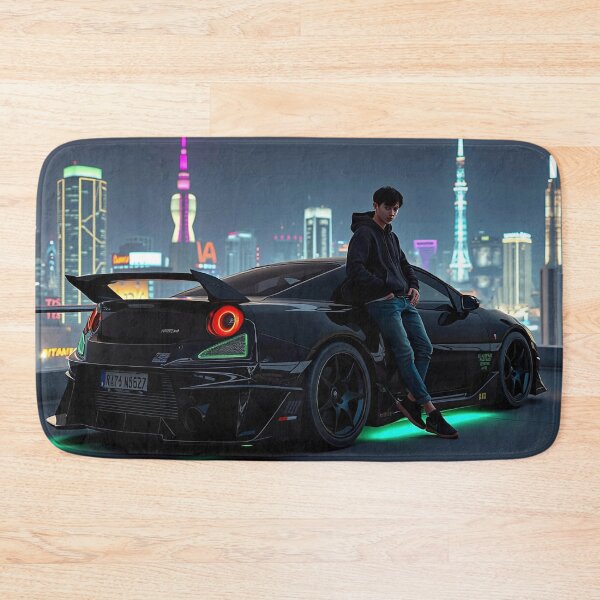 Item preview, Black Mitsubishi EVO from behind on a parking deck at night designed and sold by Salimgor Hangaround Music.